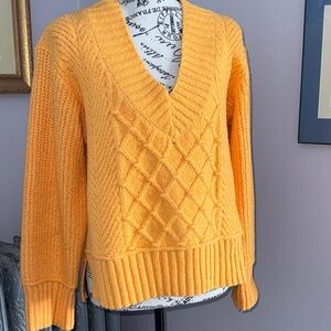 Maeve V-Neck Sweater in Vibrant Orange